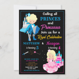Convite de aniversário princesa e princesa Festa d