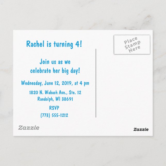 Convite de Aniversário #Proud2BNaturalMe (Verso)