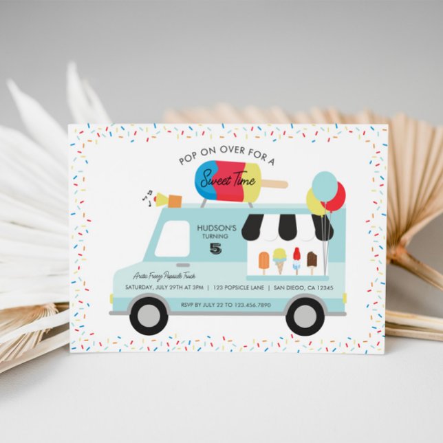 Convite de aniversário Psicle Truck (Popsicle Truck Invitation)