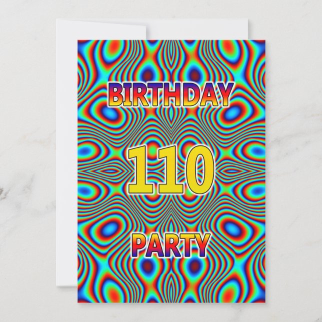 Convite de aniversário Psicodélico 110º (Frente)
