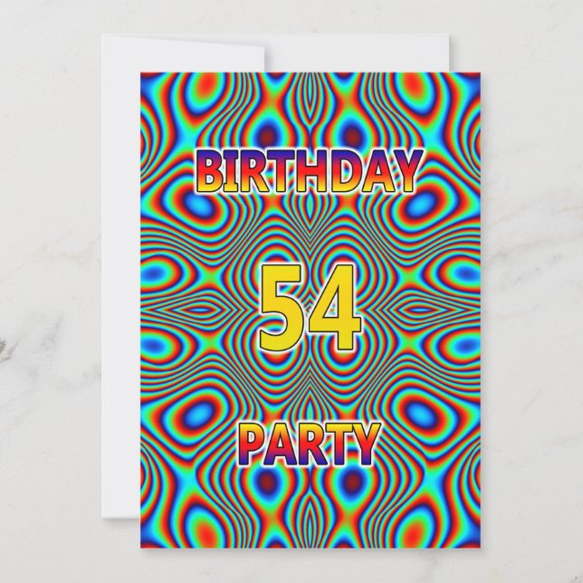 Convite de aniversário Psicodélico 54 (Frente)