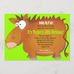 Convite de aniversário PUDGY PONY Horseback