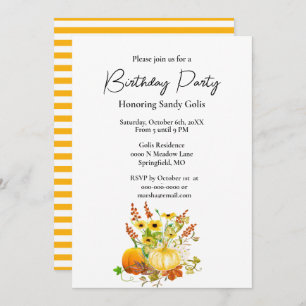 Convite de aniversário Pumpkin da Estação de Queda