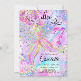 Convite de Aniversário Púrpura Sereia Rosa