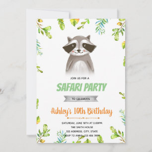 Convite de aniversário Raccoon