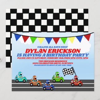 Convite de aniversário Race Cars
