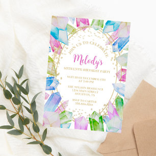 Convite de aniversário Rainbow Crystal