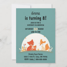 Convite de Aniversário Raposas Fofas – Cute Woodla