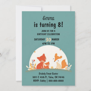 Convite de Aniversário Raposas Fofas – Cute Woodla