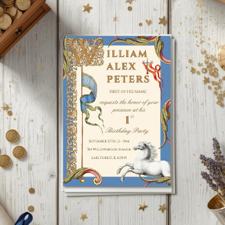 Convite de Aniversário Real Medieval Vintage 1º