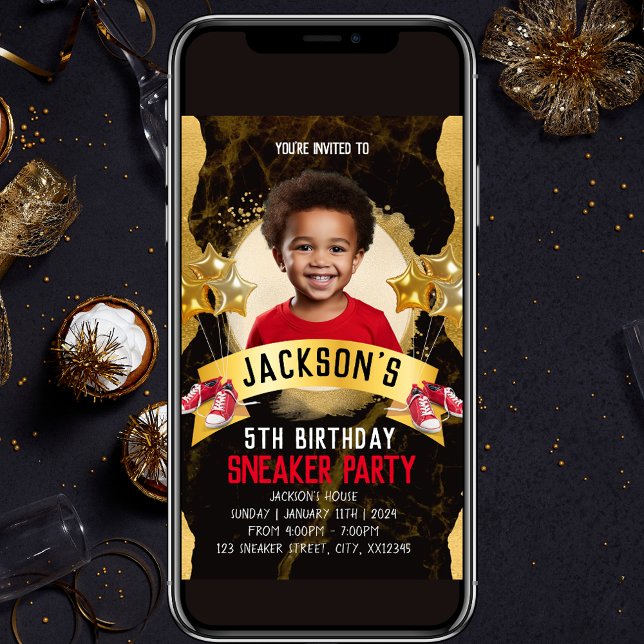 Convite de aniversário Red Sneaker (Criador carregado)
