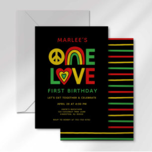 Convite de Aniversário Reggae One Love First