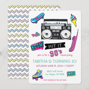 Convite de Aniversário Retro 90