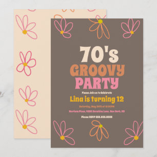 Convite de Aniversário Retro Daisy Desenho Groovy