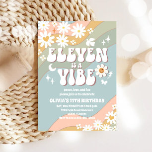 Convite de Aniversário Retro Groovy 11 anos
