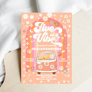 Convite de Aniversário Retro Hippie