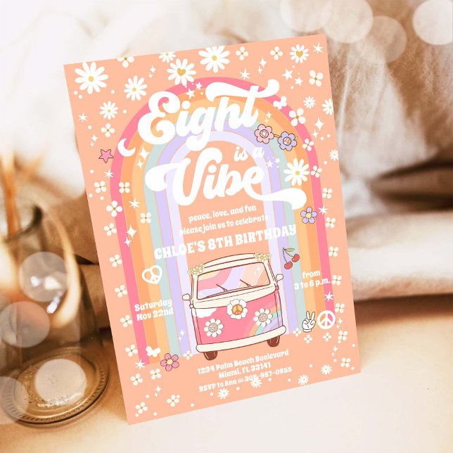 Convite de Aniversário Retro Hippie (Criador carregado)