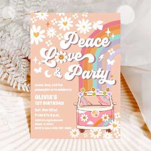 Convite de Aniversário Retro Hippie