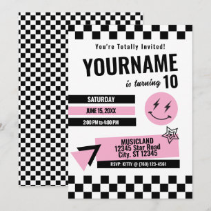 Convite de Aniversário Retroativo (Rosa claro)