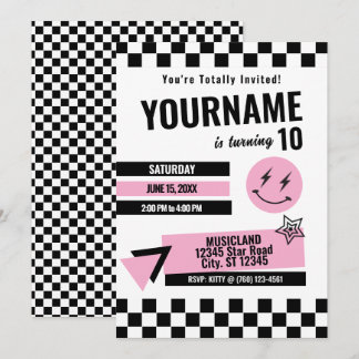 Convite de Aniversário Retroativo (Rosa claro)