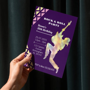Convite de aniversário Rock & Roll, Neon Design