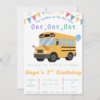 Convite de Aniversário Rodas no Ônibus