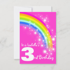 Convite de aniversário rosa aniversário de 3 anos 