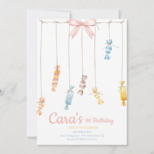 Convite de aniversário Rosa Cor-de-Rosa