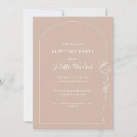 Convite de aniversário Rosa de desenho de linha