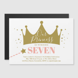 Convite de Aniversário Rosa de Princesa Fofa e Fem