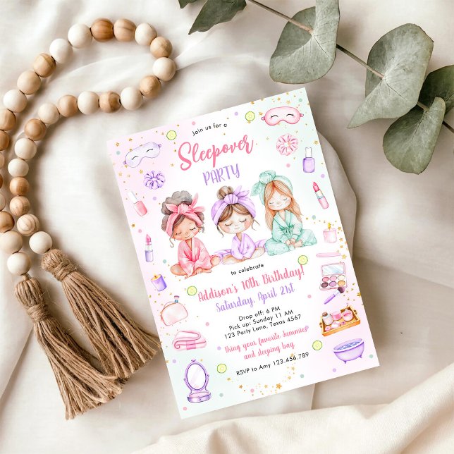 Convite de Aniversário Rosa de Spa para Meninas em (Criador carregado)
