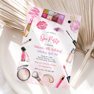Convite de Aniversário Rosa de Spa para Meninas em