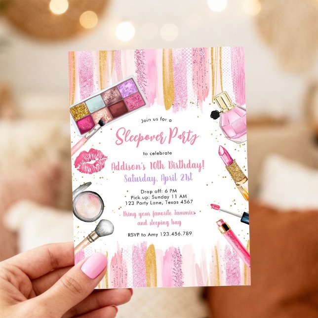 Convite de Aniversário Rosa de Spa para Meninas em (Criador carregado)