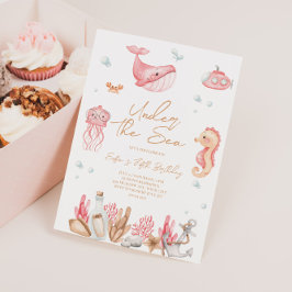 Convite de Aniversário Rosa Debaixo do Mar 