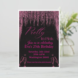 Convite de Aniversário Rosa e Preto