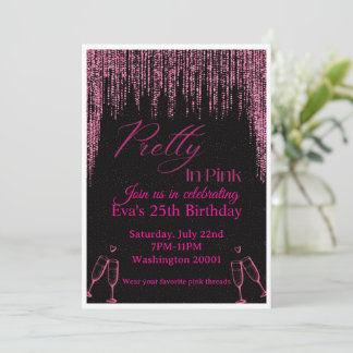 Convite de Aniversário Rosa e Preto