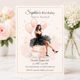 Convite de Aniversário Rosa Elegante