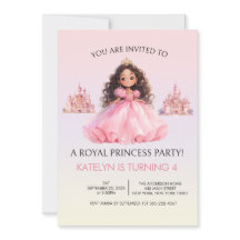 Convite de Aniversário Rosa Festa da Princesa para