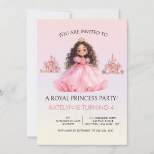 Convite de Aniversário Rosa Festa da Princesa para