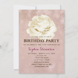Convite de Aniversário Rosa Floral Elegante