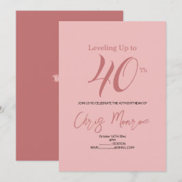 Convite de Aniversário Rosa Moderno