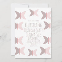 Convite de Aniversário Rosa Pastel Borboleta Boêmi