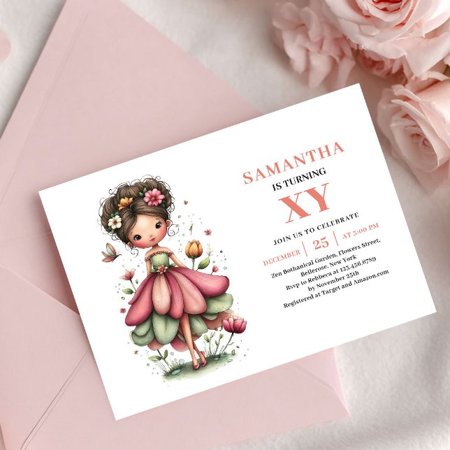 Convite de aniversário rosa pastel da fada querida (Sweetheart Fairy Girl Birthday Pink Pastel invitation)
