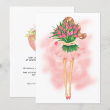 Convite de aniversário rosa Primavera