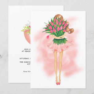 Convite de aniversário rosa Primavera