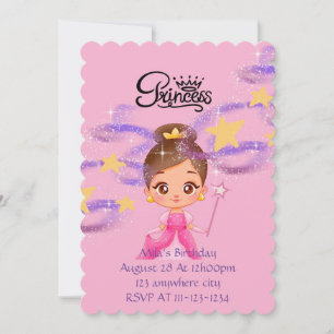 Convite de aniversário rosa princesa