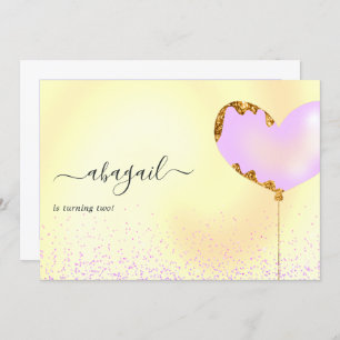 Convite de aniversário roxo e Dourado