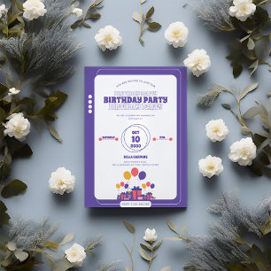 Convite de Aniversário Roxo Minimalista