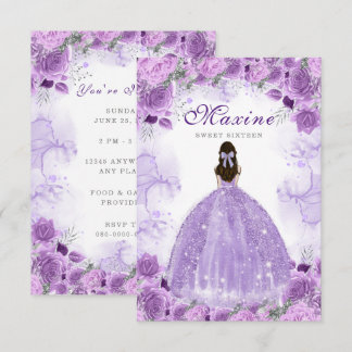 Convite de Aniversário Roxo Sweet Sixteen