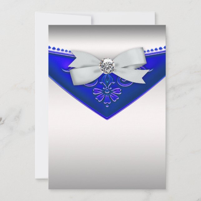 Convite de Aniversário Royal Blue Diamante Branco (Frente)